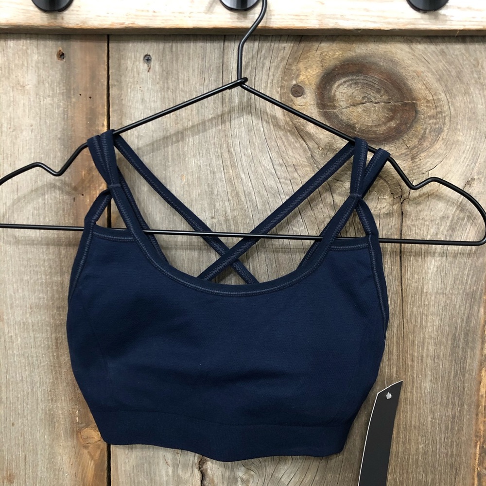 NUX Active Strappy Back Sports Bra in Blue Size Small